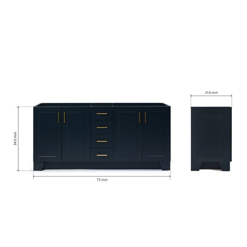 72" Double Bathroom Vanity Base Only, Midnight Blue