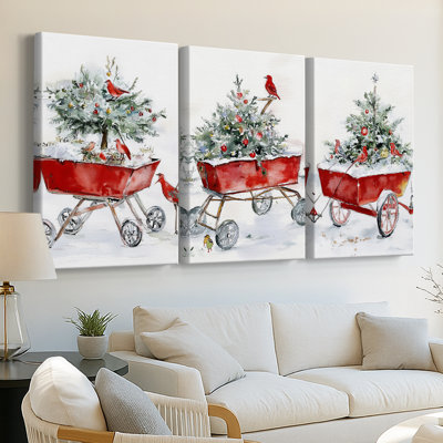 Christmas Holiday Art CXXXV  -Custom Wrapped Gallery Canvas - 3 Pieces