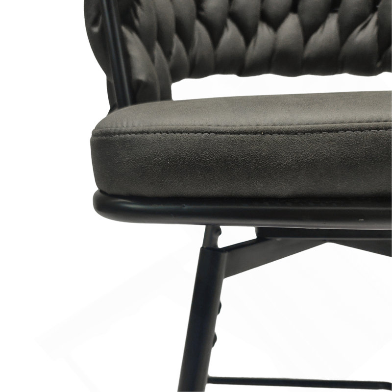 28" Technical Leather Woven Bar Stool Set Of 2, Tan, 2