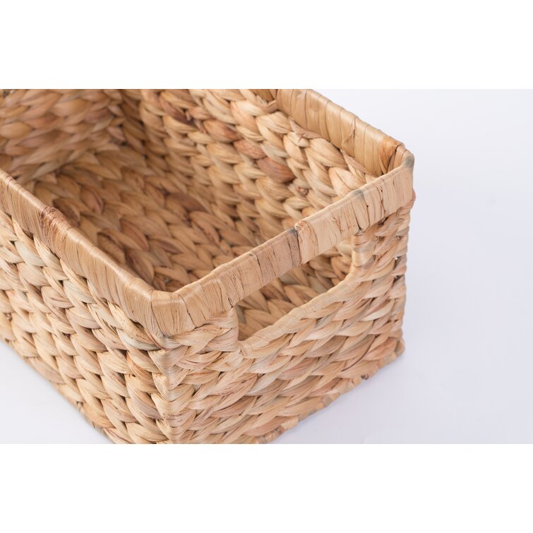 Natural Water Hyacinth Rectangular Wicker Basket Highland Dunes