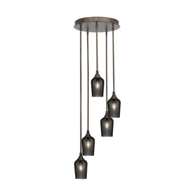 Luminaire suspendu suspendu en grappe 5 lumières Empire avec verre de 5 po Empire