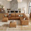 Canapé modulaire en forme de V à 132 places de 132 po de large avec console et rangement, brun-205080422