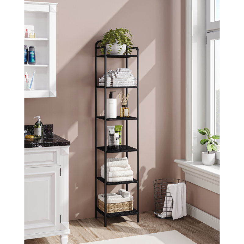 Bookcase Bookshelf, Narrow Tall Bookcase, Slim Wooden Shelving Unit for Bedroom, Living Room, Home Office, Sturdy , Black