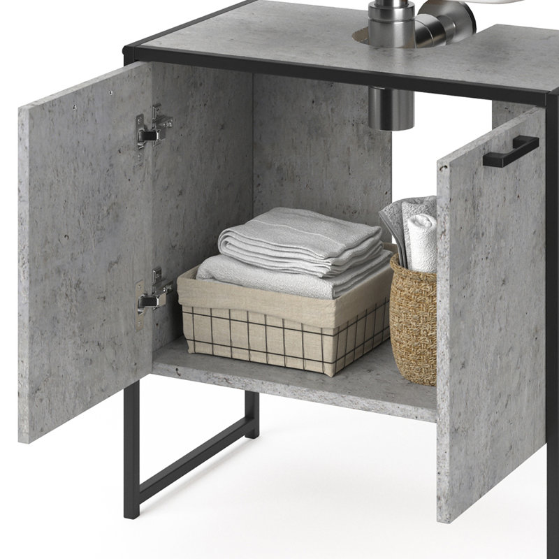 60Cm Free-Standing Single Bathroom Vanity Base Only, Concrete