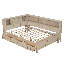 Lit de jour double en bois avec tablettes de rangement et 3 tiroirs-1896671710