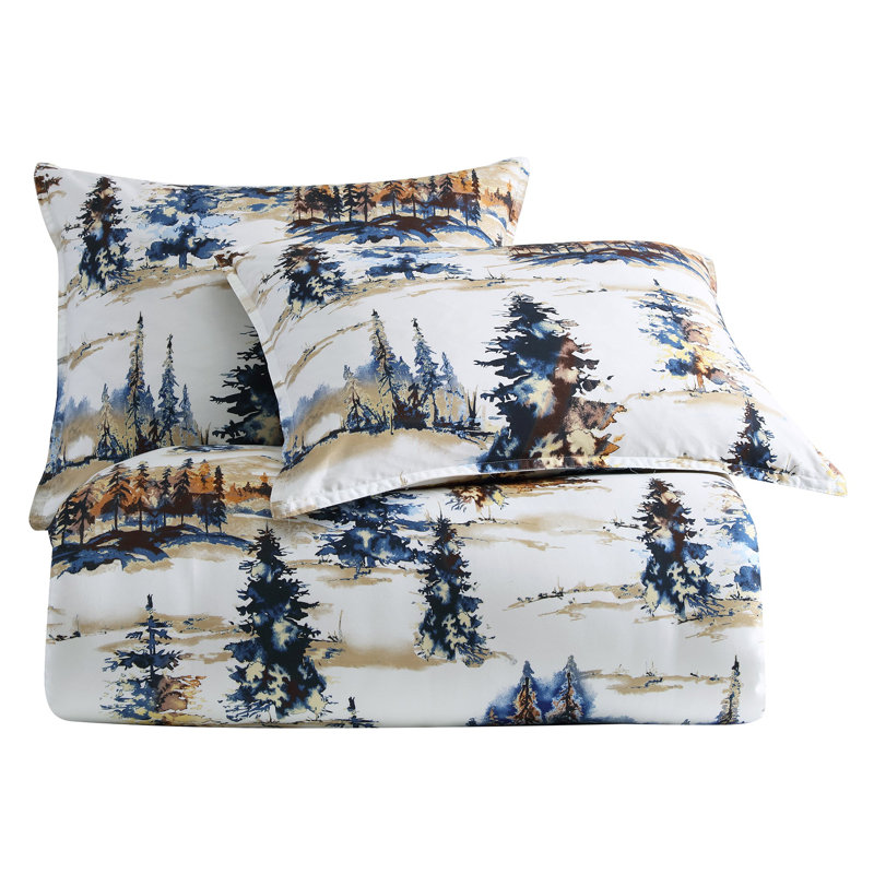 Acadia Blue and Gold Reversible Cotton Queen Comforter Set