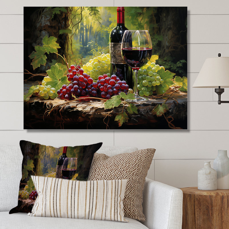 Cabernets calmes - impressions sur toile vin, H 16 po x l 32 po x P 1 po, Toile tendue