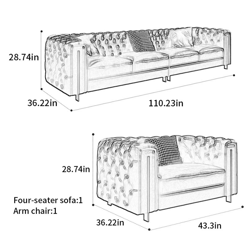American straight - row retro sofa