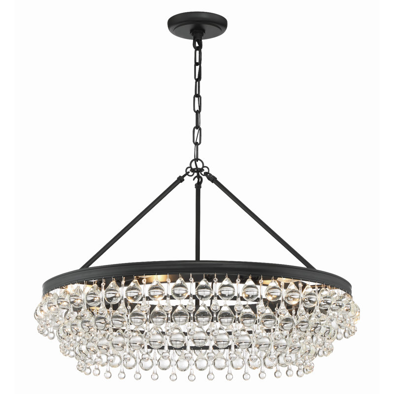 Lustre à niveaux 6 lumières Eulah, Noir mat, H 20 po x l 30 po x P 30 po