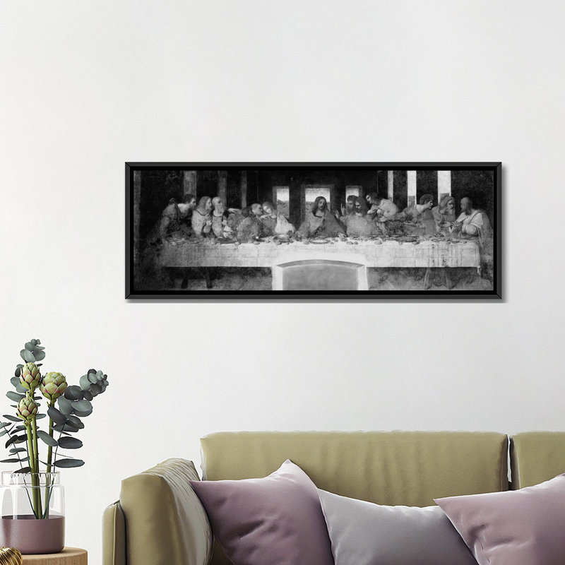 « The Last Supper II » par Leonardo Da Vinci, reproduction d'art sur toile, H 16 po x l 48 po x P 1,5 po, Cadre noir