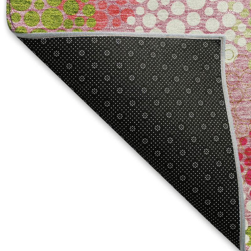 Premium Machine Washable Prisco Pink Rug, Rectangle 9' x 12'