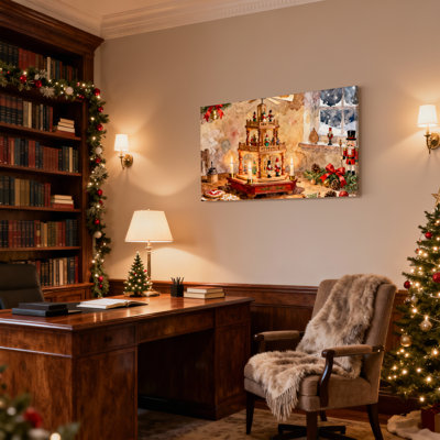 Pyramide de Noël avec bougies et casse-noisettes, ensemble de 3 impressions sur toile