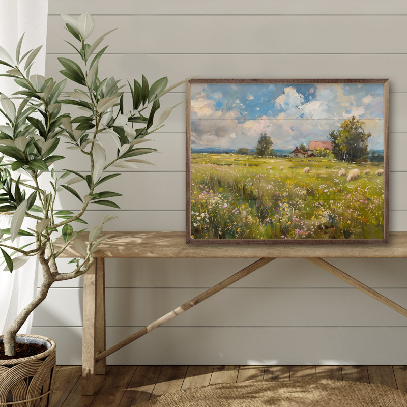 Wildflower Sheep Pasture 2 By Nini Art, H 32 po x l 40 po