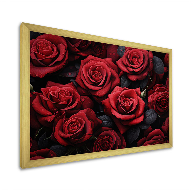 «Red Black Rose Eernal Beauty IV - Roses», reproduction d'art sur toile encadrée, H 12 po x l 20 po x P 1 po