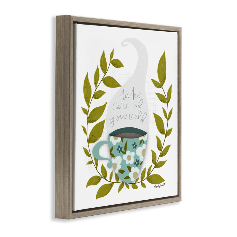 Prenez soin de vous avec le cadre flottant café relaxant, design par Mandy Ford Art + Illustration, H 18 po x l 18 po