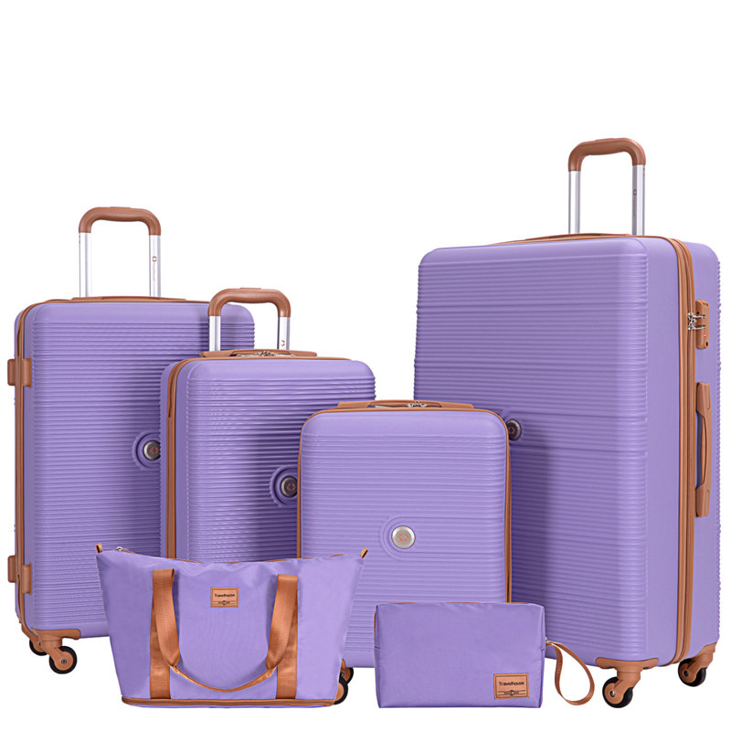Ensemble de 6 valises rigides avec serrures TSA et roulettes, Purple