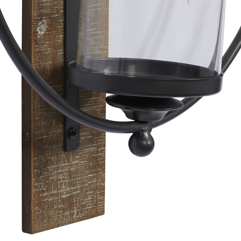 Applique murale d'intérieur à pilier géométrique en bois brun avec support arrière en bois, 16 po x 6 po x 28 po