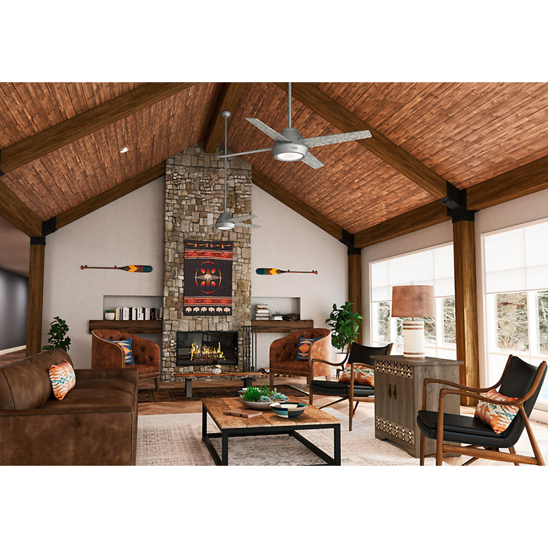 54" 4 - Blade LED Standard Ceiling Fan with Remote Control and Light Kit Included