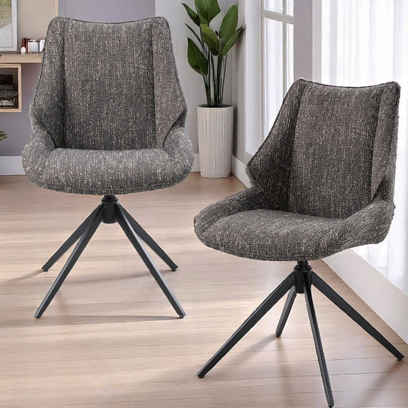 Ensemble de 2 chaises de salle à manger, chaise d'appoint en chenille avec pivot