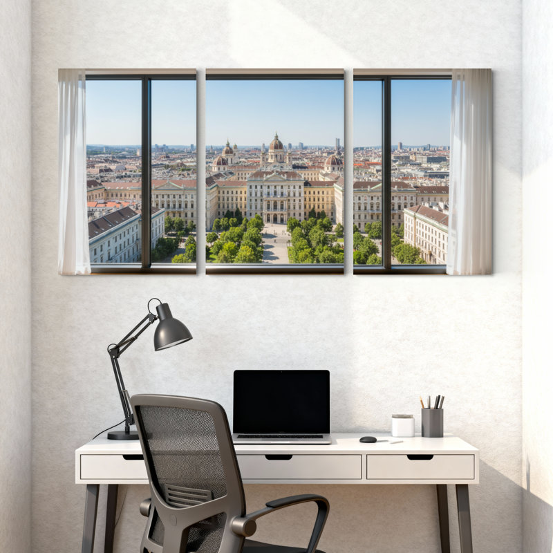 Ensemble de 3 impressions sur toile de paysages urbains, H 18 po x l 36 po