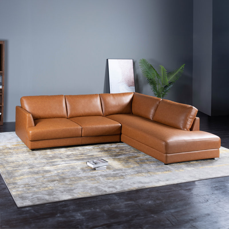 Canapé modulaire en cuir moderne Mid Century Pluie, Orienté à droite
