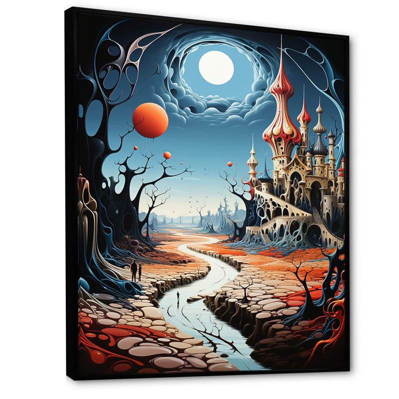 Madalynne surréalisme Dalis Wonderland sur toile, H 44 po x l 34 po x P 1,5 po, Cadre flottant noir