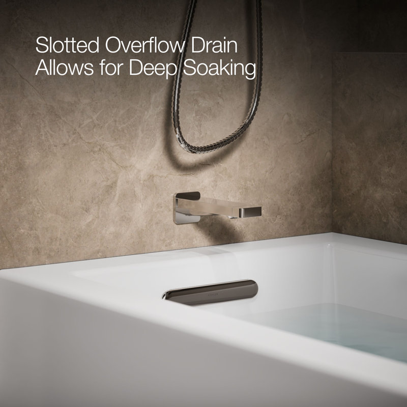 Underscore 60" x 32" Rectangular Alcove Soaking Bathtub with Integral Apron, Left
