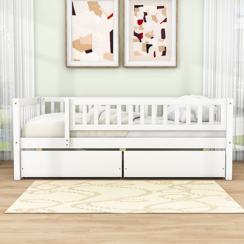 Leeroy Wood Daybed with Two Drawers, Twin, White