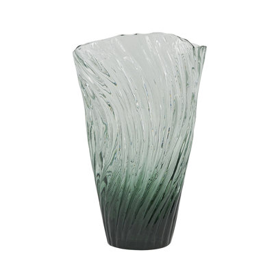 6.5x3.5x10"H Organic Ribbed Glass Vase