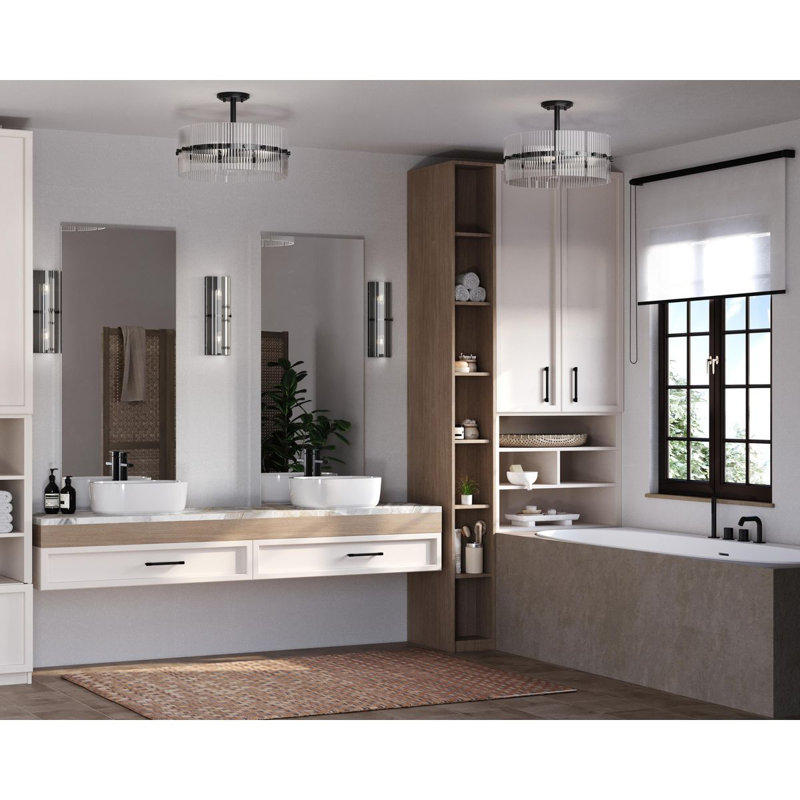 Luminaire suspendu contemporain à quatre lumières, Noir mat