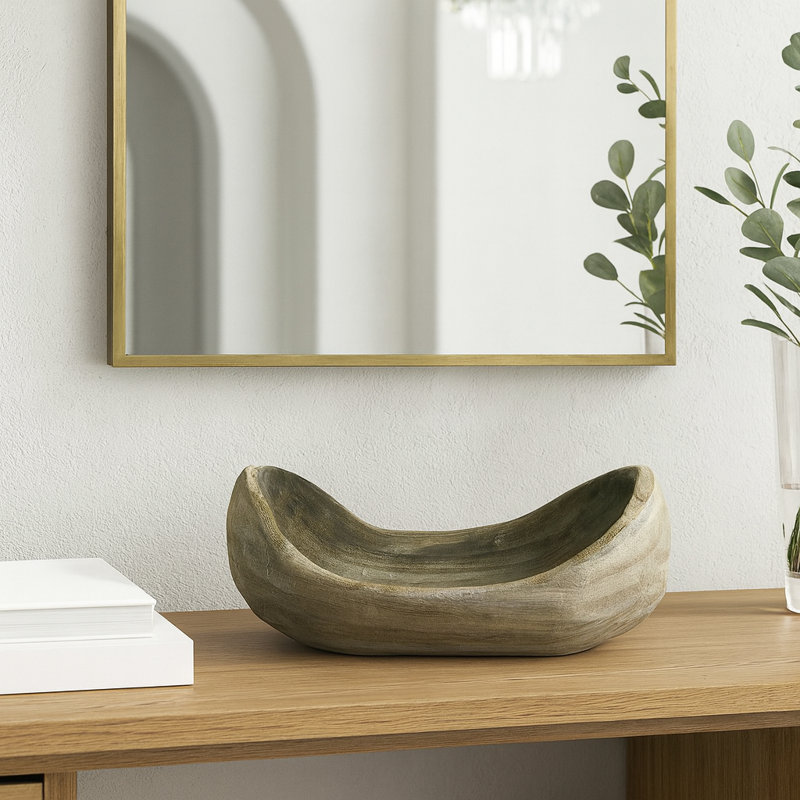 Bol rustique en bois fabriqué à la main - Centre de table décoratif en bois naturel 9 po x 6 po | Bol décoratif organique sculpté pour table ou tablette