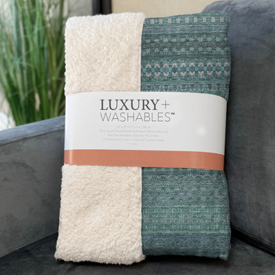 Addison Machine Washable Sherpa Striped Throw Blanket