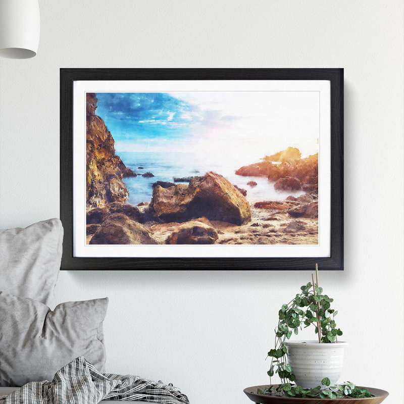 Little Corona Del Mar Beach - Picture Frame Graphic Art Print, 24cm H x 33cm W x 2cm D, Black Framed
