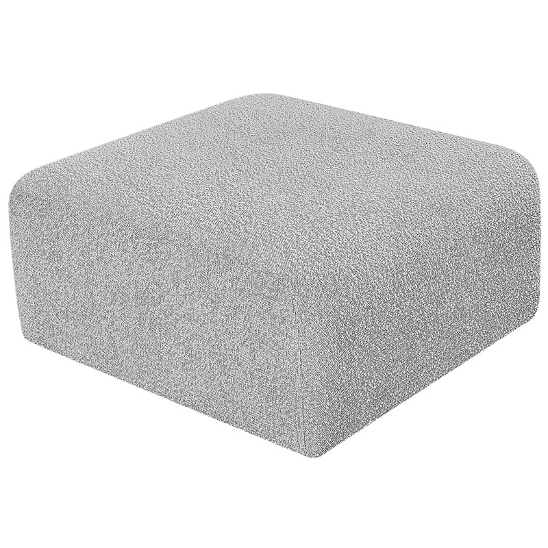 Hisanaga Upholstered Ottoman, Grey Boucle Fabric