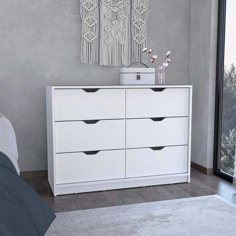 Commode 6 tiroirs Brookside, Blanc
