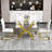 47.24" Rectangular Clear Tempered Glass Dining Table,Stylish Design With Gold Metal Legs, Kitchen Table For Dining Room-945766208-945766211-945766223