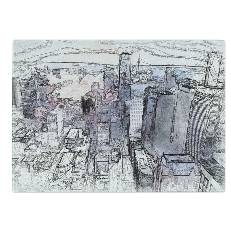 Glass Houston Texas Skyline in Abstract Chopping Board, 39 cm W x 28.5 cm L