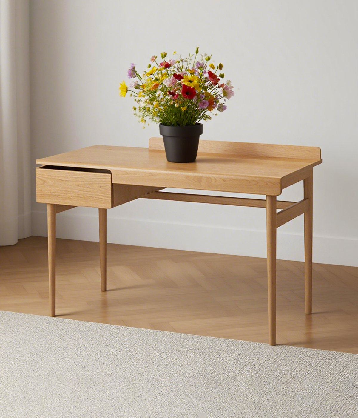 East Urban Home Wabi-Sabi Solid Wood Office Desk with Divider - Wayfair ...