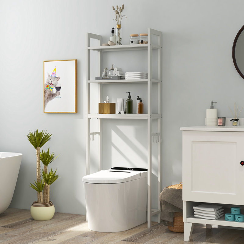 Nurdan Metal Freestanding Over The Toilet Storage, White