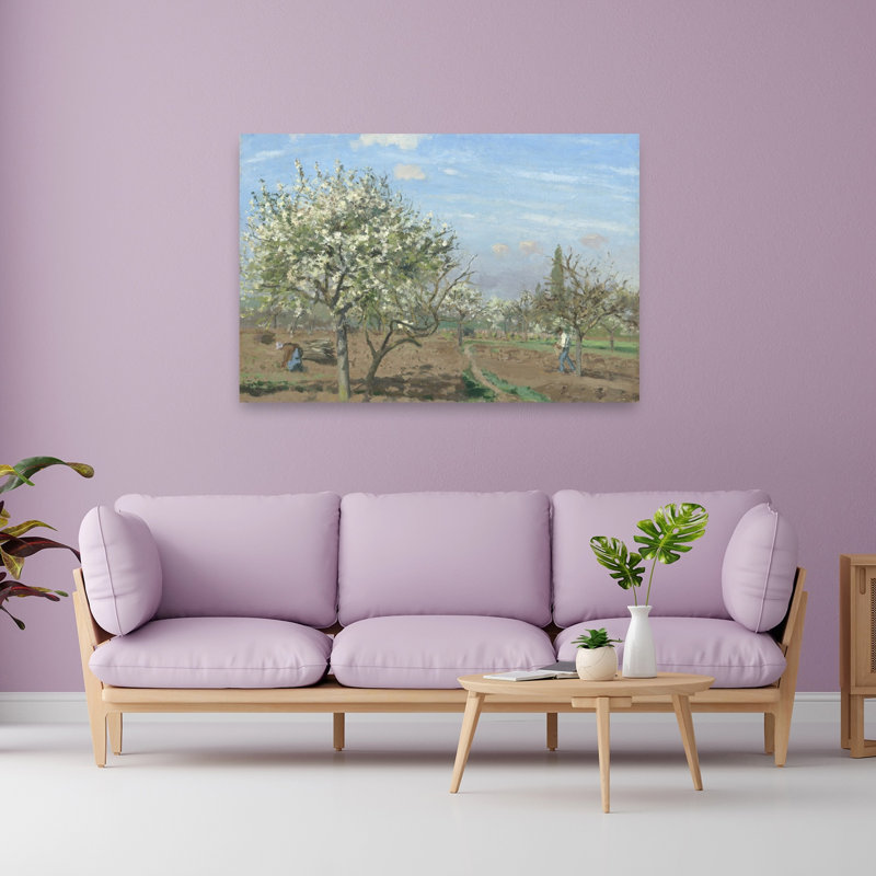 Verger en fleurs, Louveciennes, 1872 - Estampe murale contemporaine abstraite impressionniste représentant des fruits printaniers