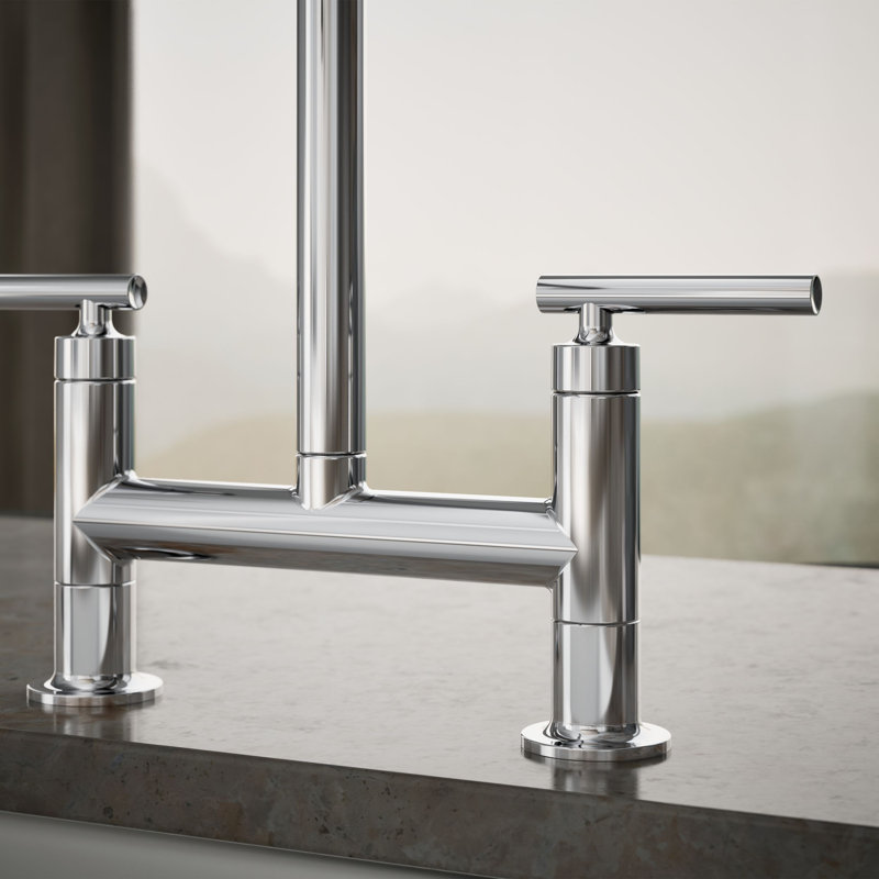 Purist® Two-Hole Deck-Mount Bridge Kitchen Sink Faucet, Polished Chrome