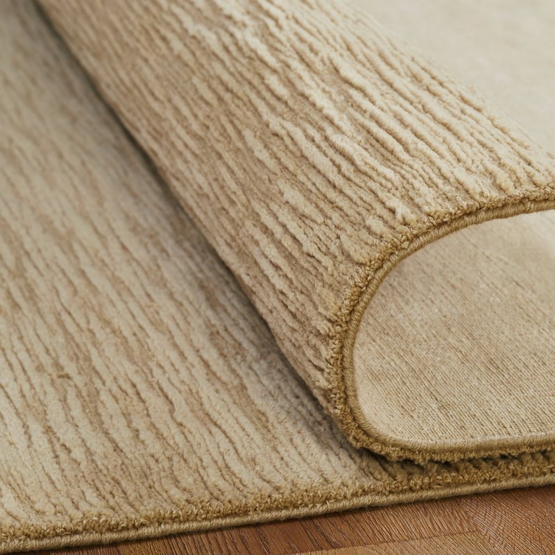 Serenity Sandy Dune Wool Hand Loomed Area Rug, Tan, Rectangle 9'6" x 13'6"