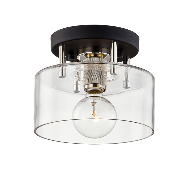Bergamot Station 1 Light Semi Flush, Carbide Black/Polished Nickel, 6.75" H x 8.5" W x 8.5" D