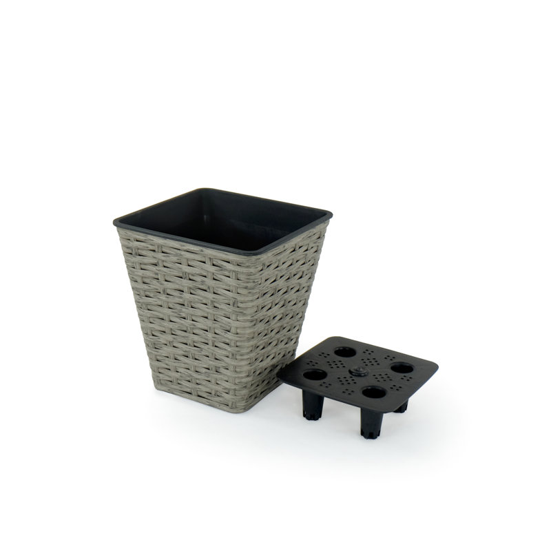 2 Hand Woven Self-Watering Planters - Gray For Indoor And Outdoor Beauty Stabilized Construction Smart Planter Duo & Weather Easy To Care