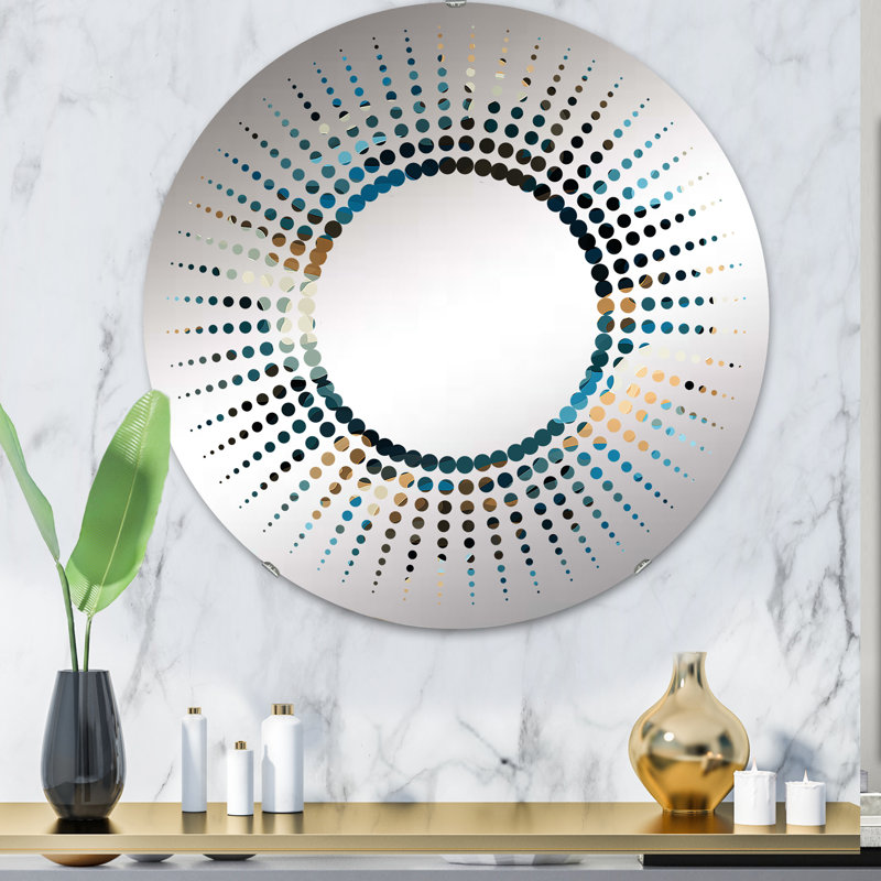 Miroir Starburst, H 31,4 po x l 31,4 po, Futuriste furtif noir et bleu
