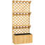 52L Wooden Planter Box with Trellis and Storage Shelves, Raised Garden Planter, Natural Finish