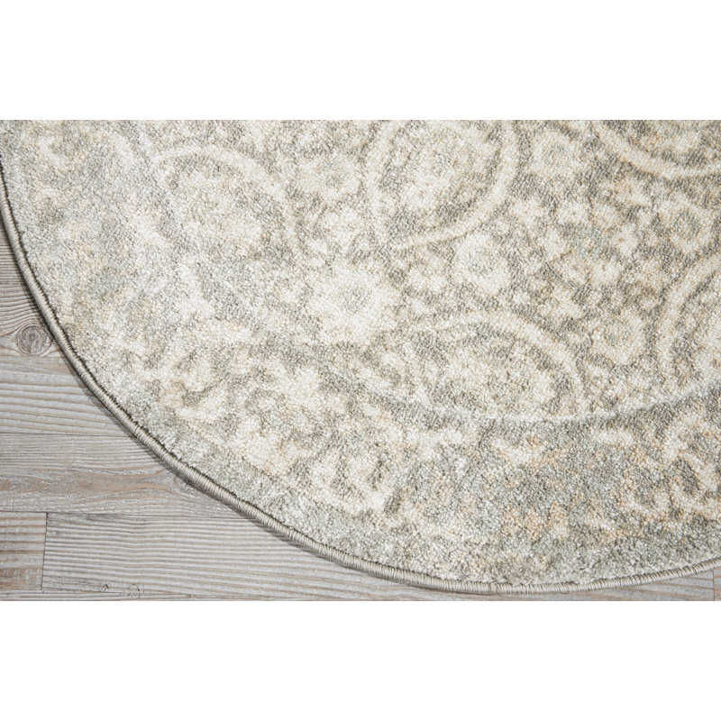 Tapis gris Alana, Rond 3 pi 4 po