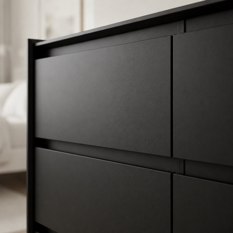 Commode double moderne avec tiroir noir, Noir, 47"