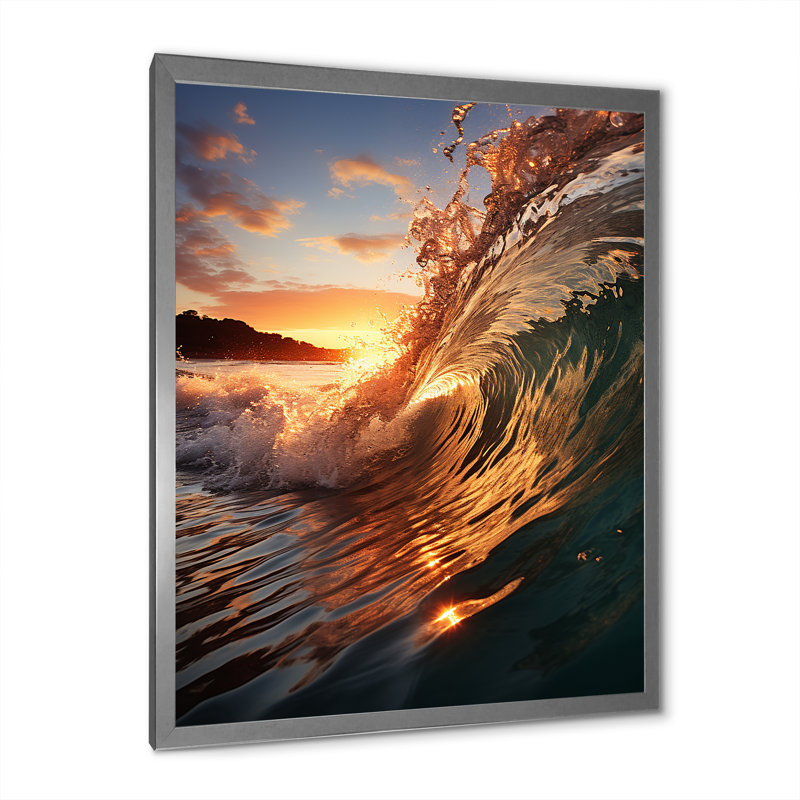 «Beach Photo Sunlit Waves» sur toile, L 12 po x H 20 po, Cadre photo argenté