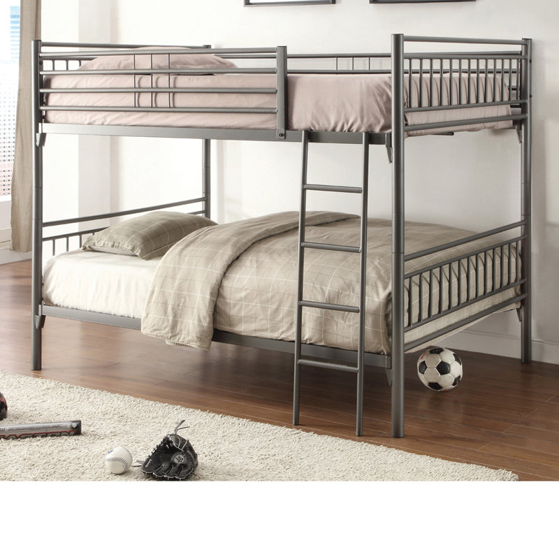 Kids Bunk Bed, Gray, Full